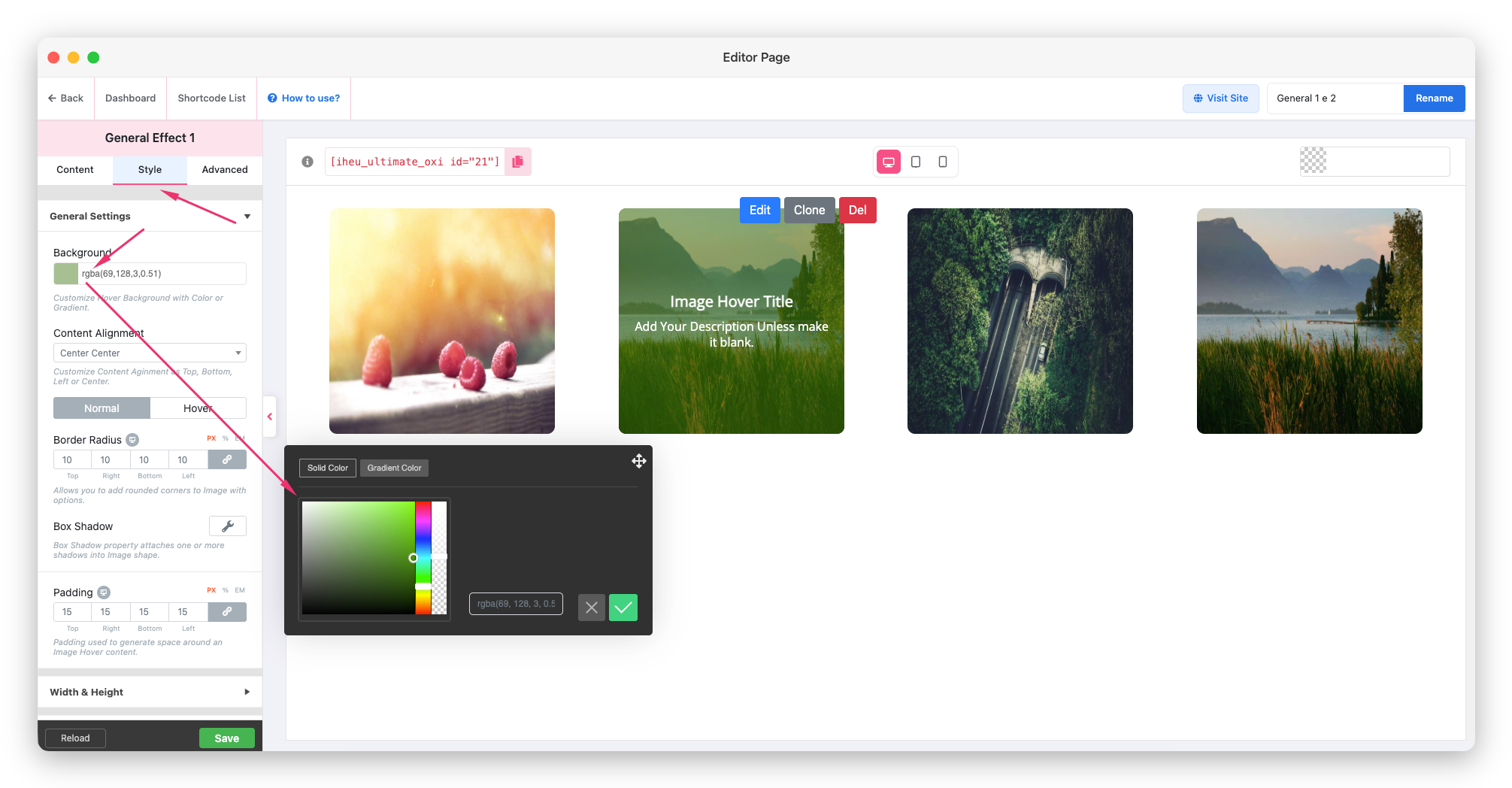 Customizing colors and animation for a hover effect