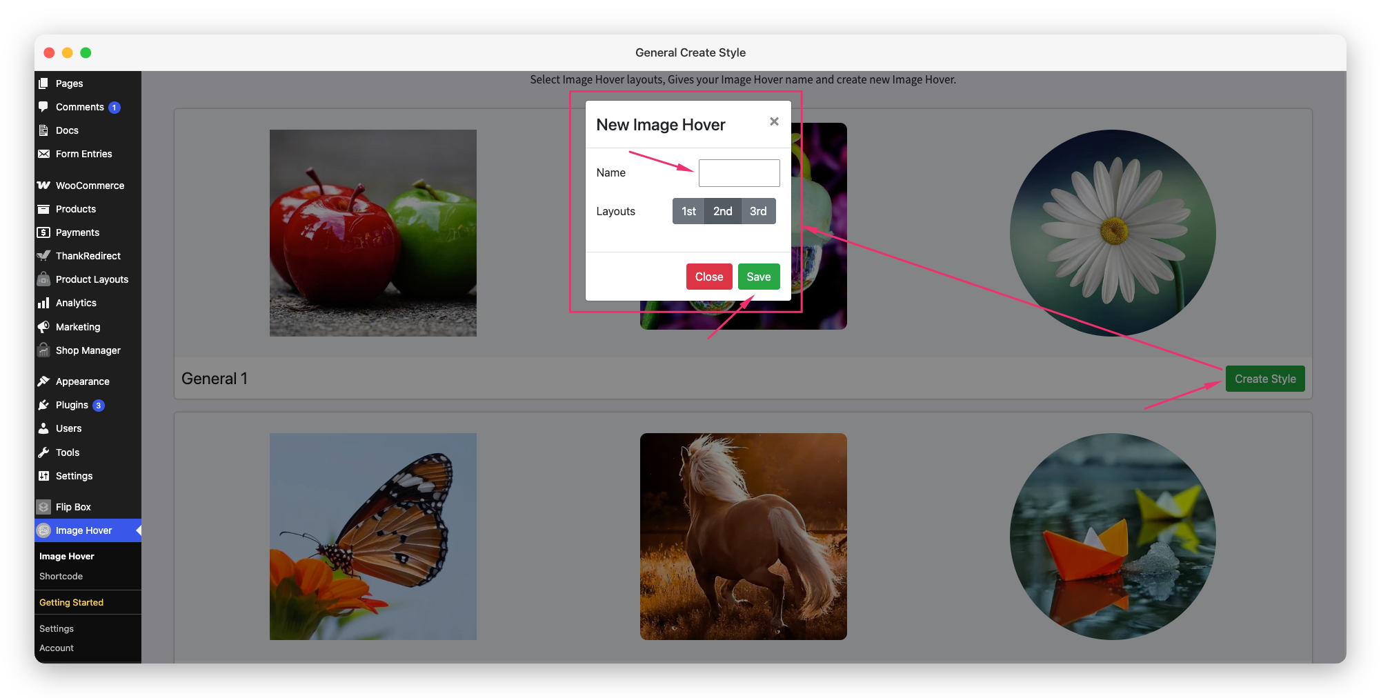 Naming and creating a new hover effect style